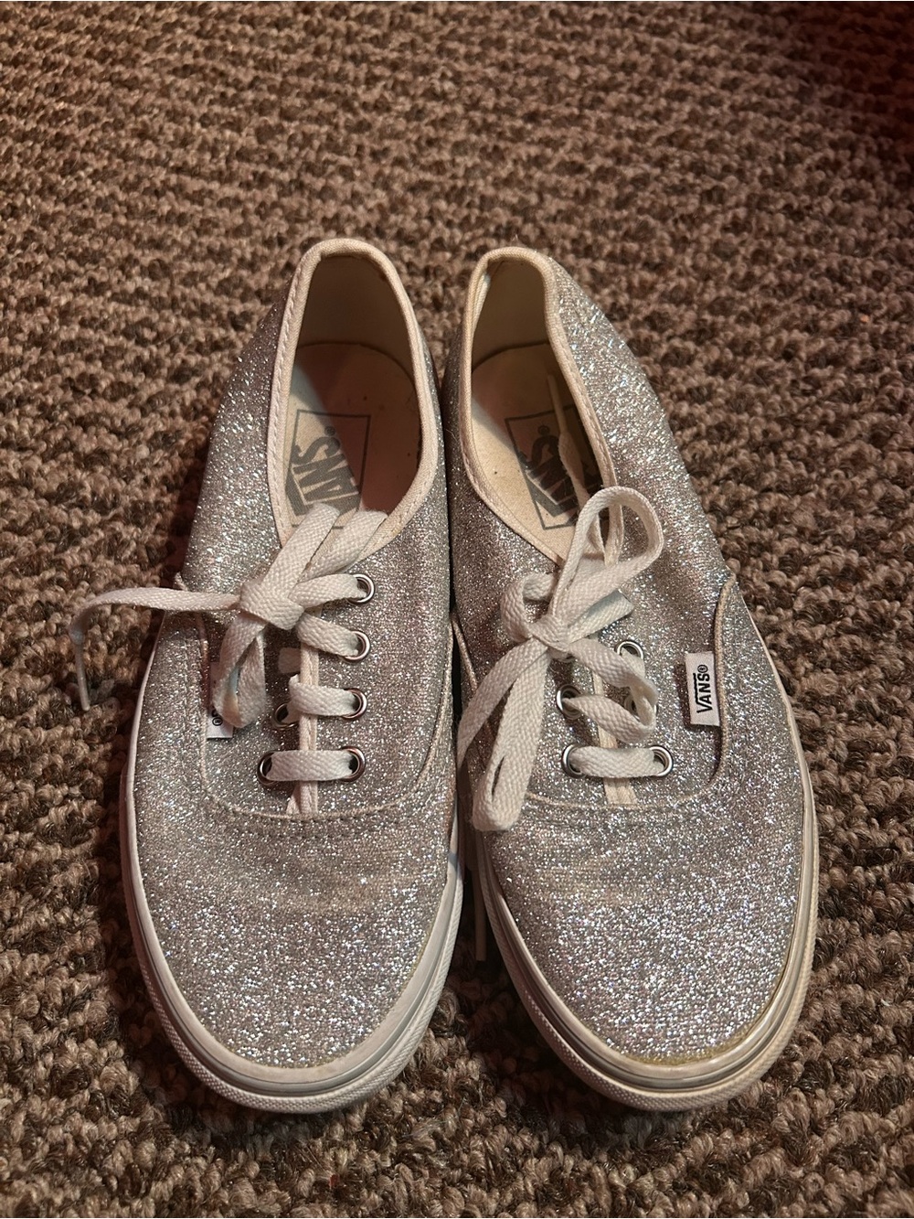 Vans Silver Glitter Low-Top Sneakers